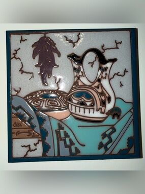 Vintage Earthtones Southwest Ceramic Art Tile Trivet Wall Decor Tucson AZ 1990